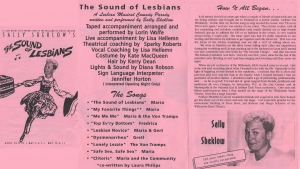 Pink Program from the comedy production The Sound of Lesbians by Sally Sheklow.